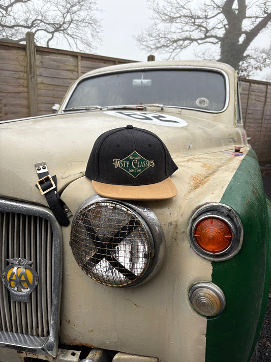 Black Suede Peak Snapback Cap